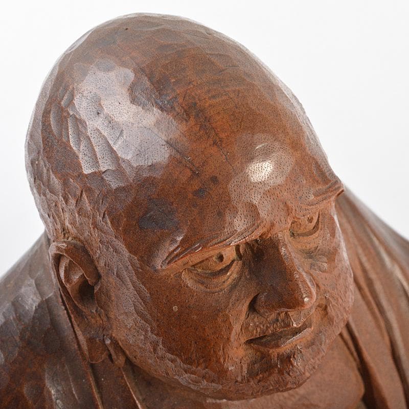 仏教美術　木彫　達磨像　仏像　置物　在銘　V　R7332