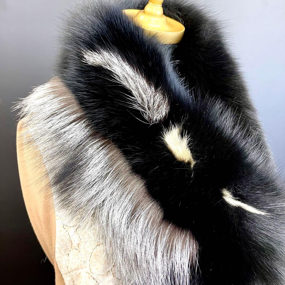 blue fox silver design muffler／GAKE日本製❣️