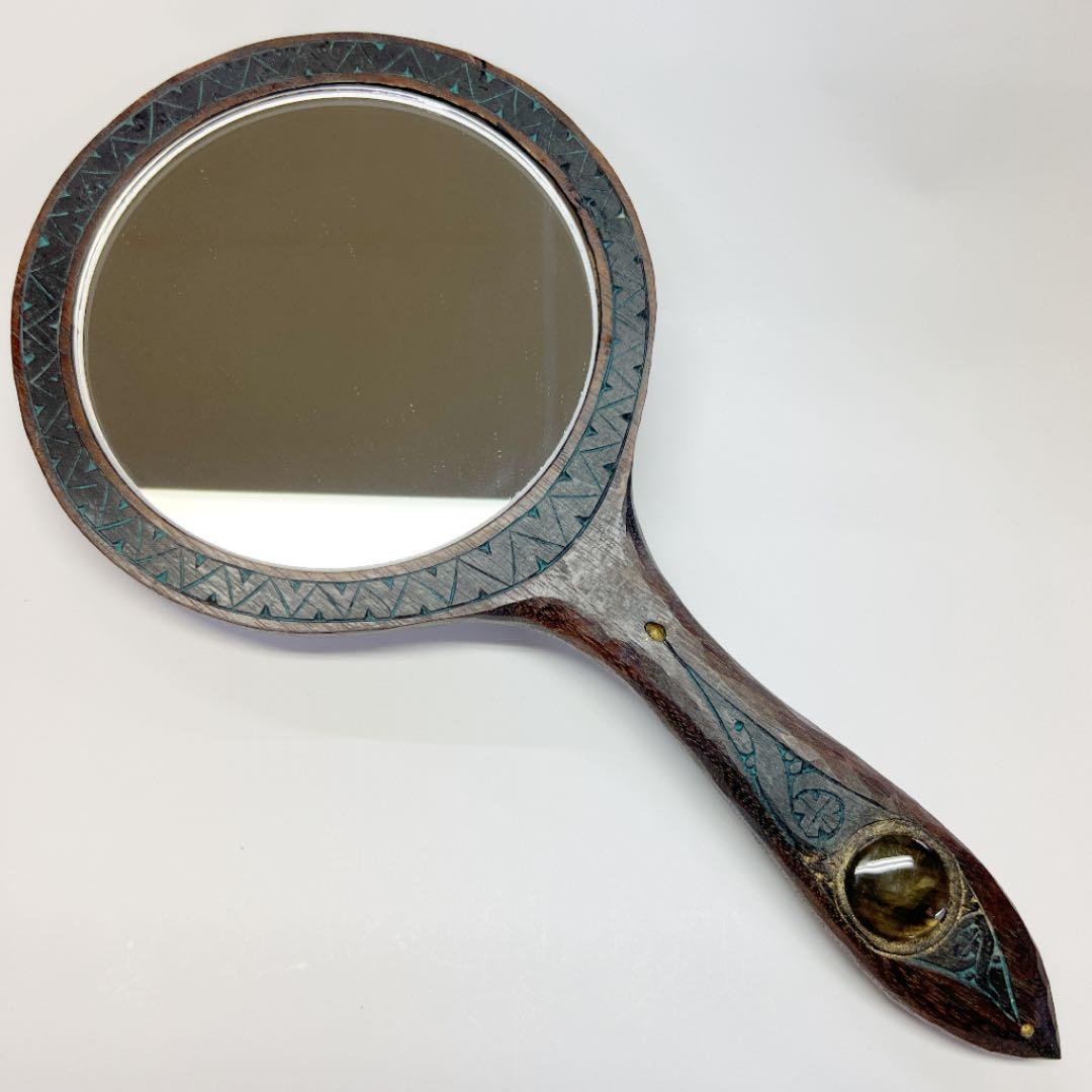 アイヌコタン　西田智三さん　ハンドミラー　手鏡　エカシ　コタンコロカムイ　天然石