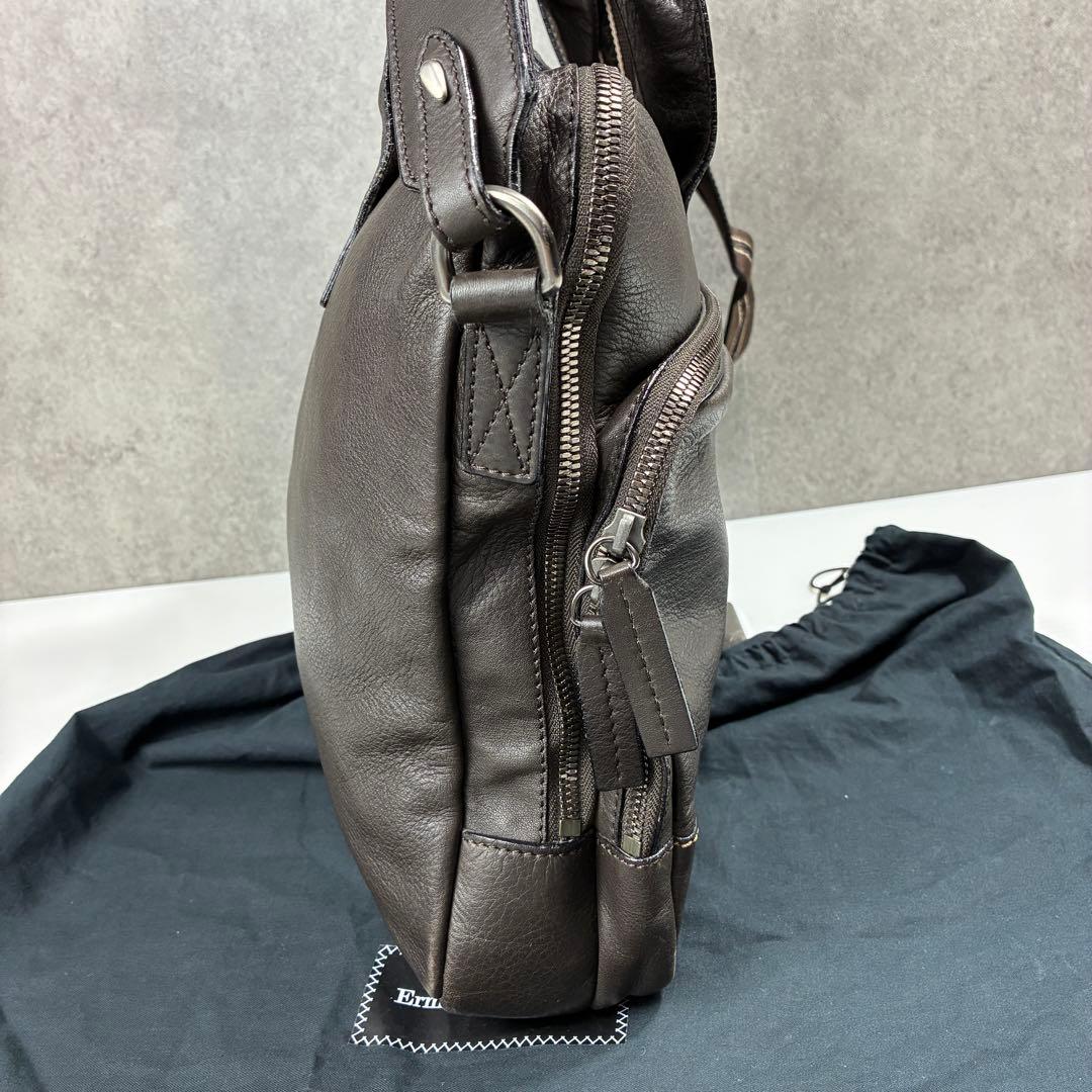 エルメネジルド ゼニア 2way レザー ビジネスバッグ ダークブラウン