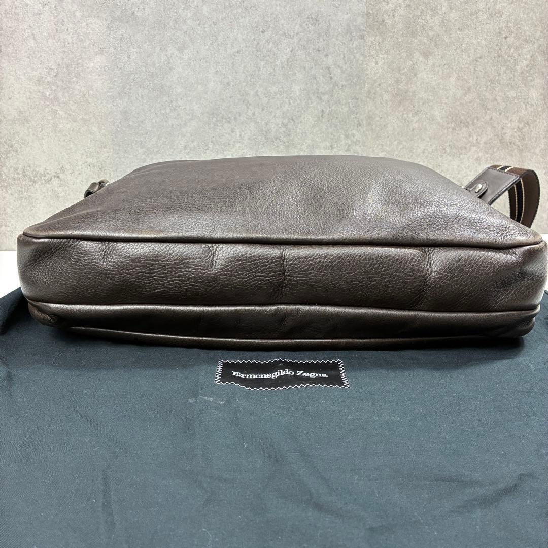 エルメネジルド ゼニア 2way レザー ビジネスバッグ ダークブラウン
