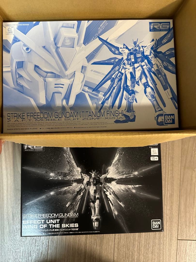 新品 ＲＧ 1/144 ストライクフリーダムガンダム　チタニウム　天空の翼セット