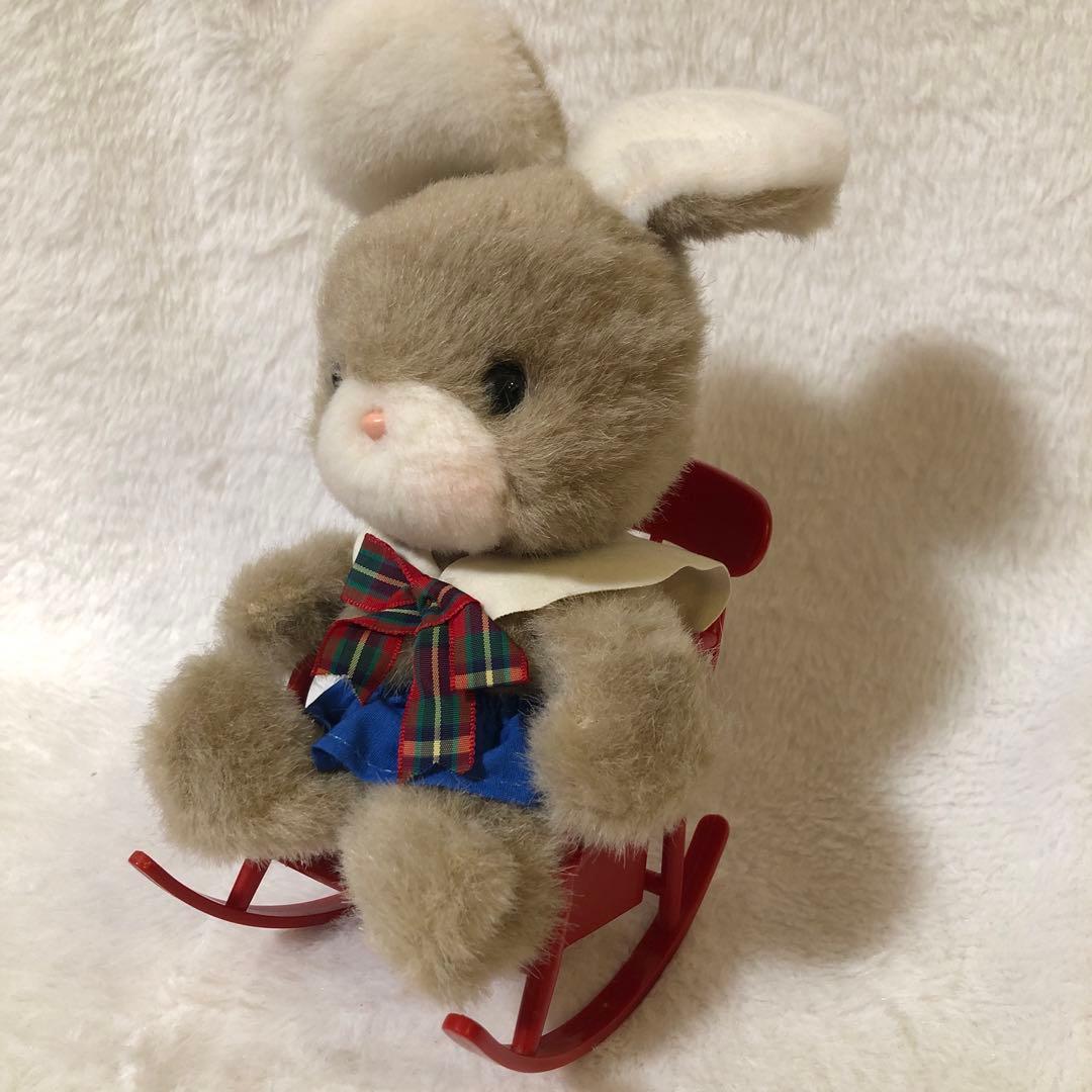 昭和レトロ【セキグチ】オルゴール　首振り　うさぎ　ぬいぐるみ　ロッキンチェアー