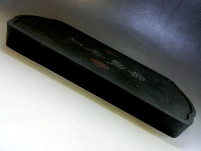 墨■中国墨【嫦娥奔月】天女様 花唐草 古墨 唐墨 書道道具 時代物 高級品銘墨■