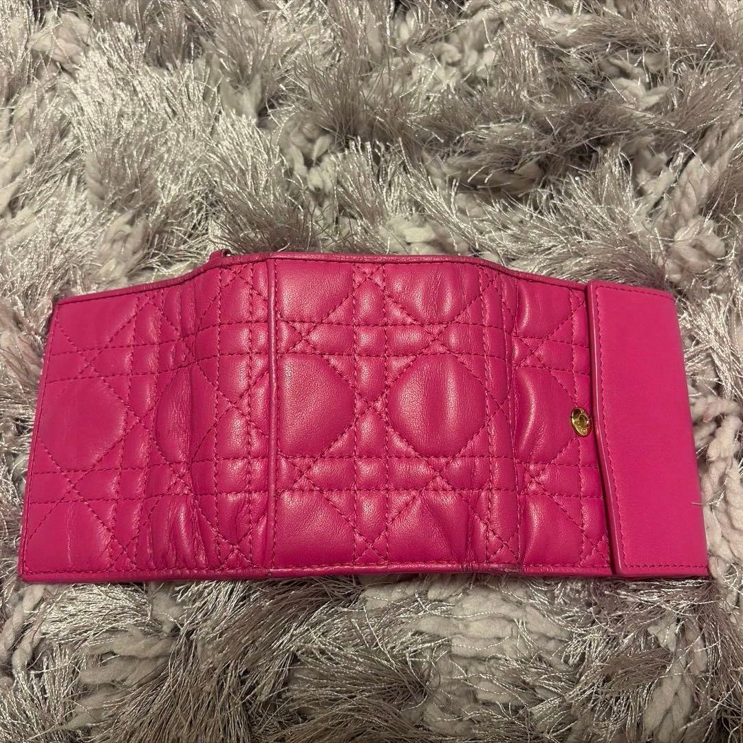 クリスチャンディオール　カナージュ　 ロータスウォレット　ピンク