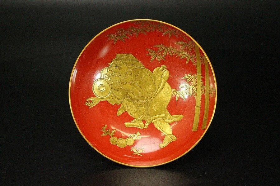 極上 吉祥 寿老人物紋 蒔絵 三碗 盃 旧家蔵出