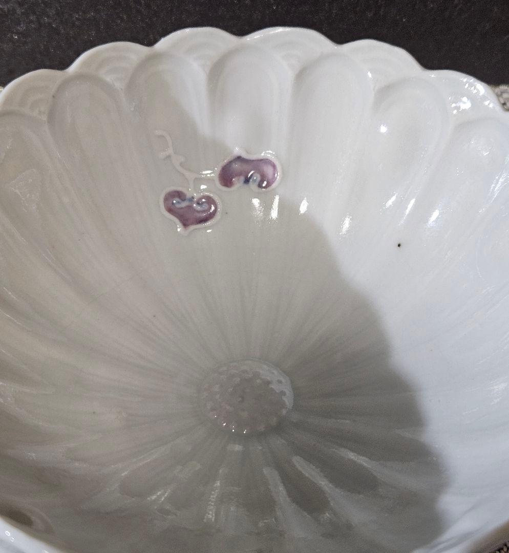 【近代陶芸の巨匠❗】帝室技芸員　板谷波山 波山銘　白磁　菊形小鉢　菓子鉢　共箱