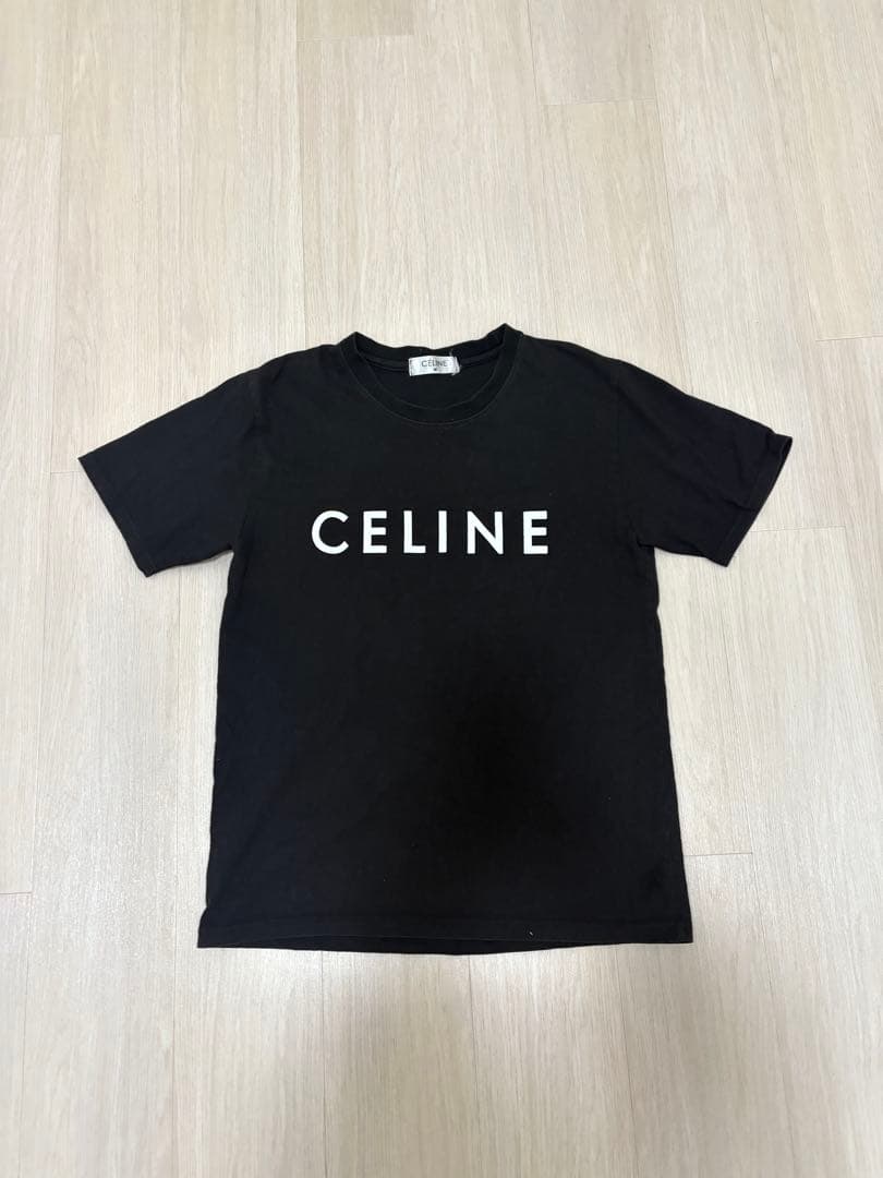CELINE ブラック ロゴ Tシャツ