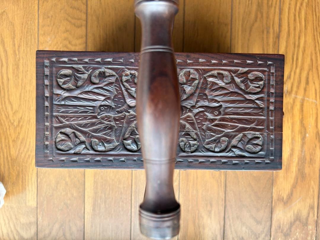 木製彫刻 裁縫箱 小物入れ 収納ボックス レリーフ アンティーク シンガポール