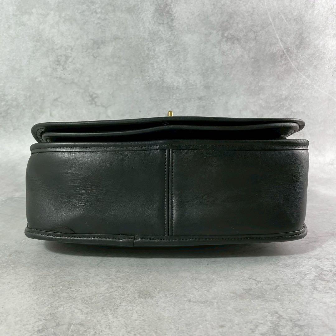 美品✨オールドコーチ　ショルダーバッグ　ターンロック　USA製 レザー　ブラック