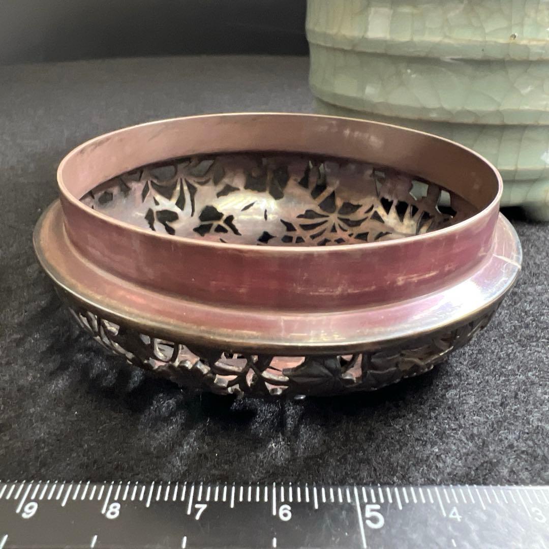 中国元時代　七官青磁　上手　銀火屋香炉　木箱付　東Y7-1203☆2Fトサオ