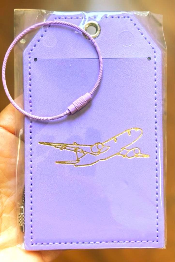 ネームタグ 飛行機 旅行 トラベル スーツケースタグ ラゲッジタグ 紛失防止 紫