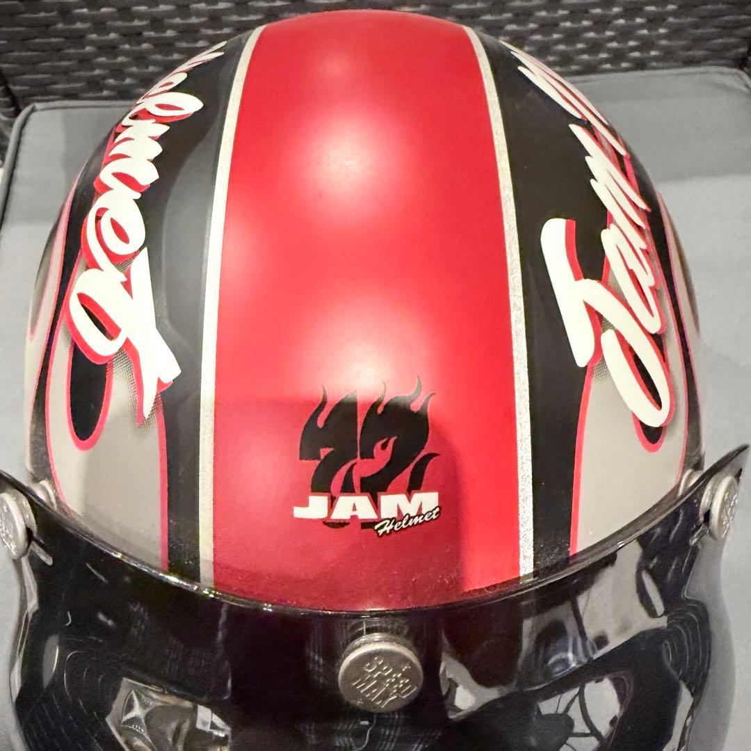 ジェットヘルメット レッドブラック ファイヤーパターン 72 JAM