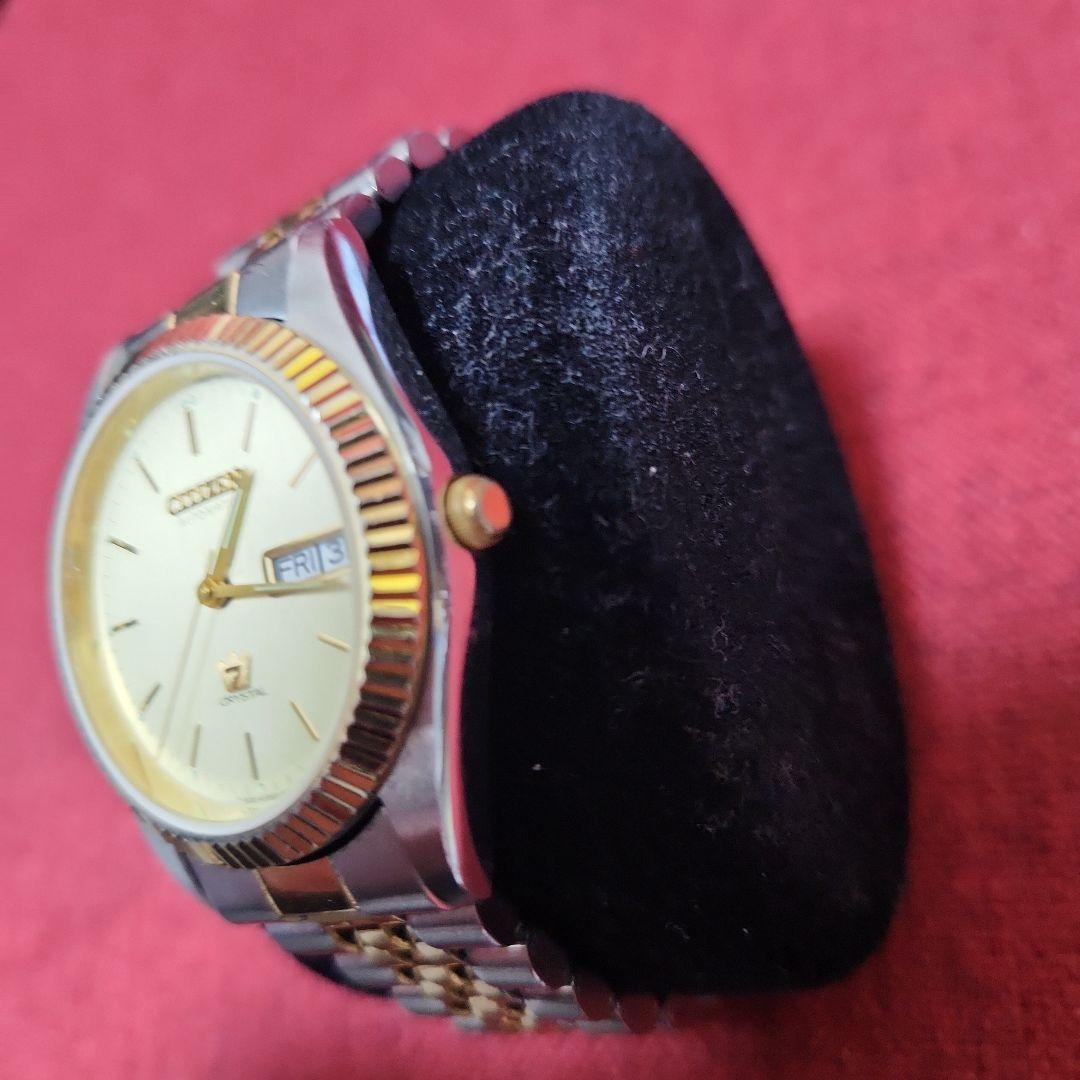 ビンテージCITIZENクリスタルセブン フルーテッドベゼル デイデイト コンビ