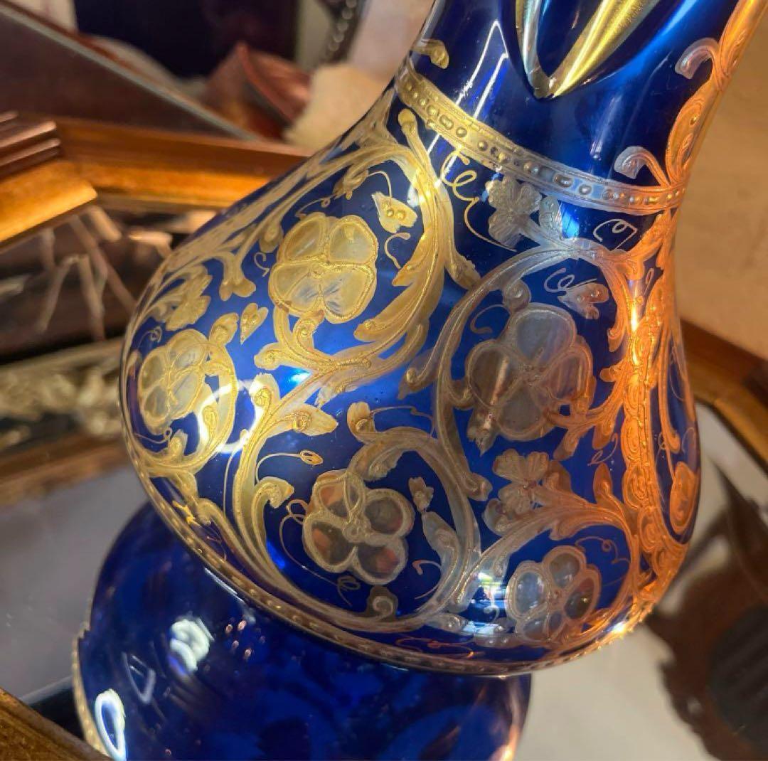 湯布院アンティーク イタリア 金彩花瓶 フラワースタンド ハンドメイド