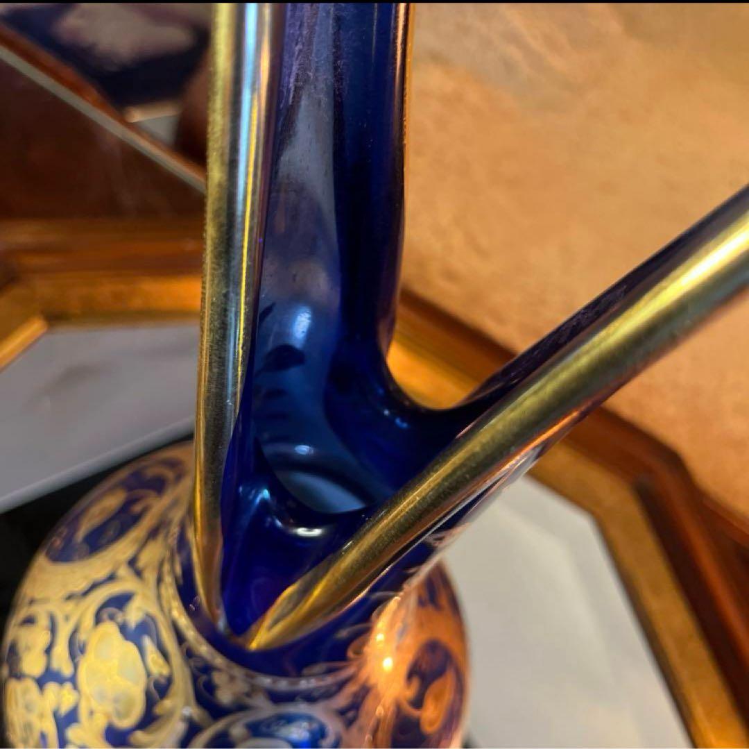 湯布院アンティーク イタリア 金彩花瓶 フラワースタンド ハンドメイド