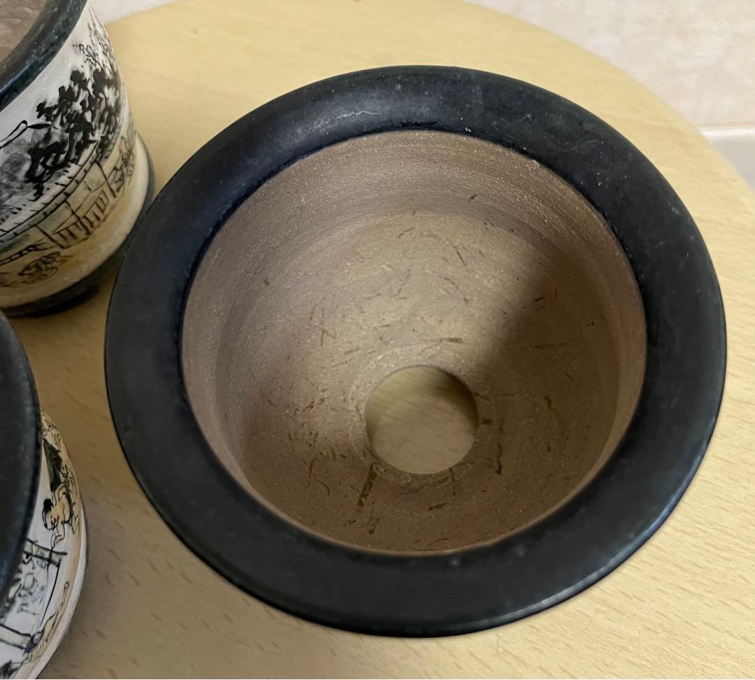 陶翠作　東海道五拾三次画　盆栽鉢