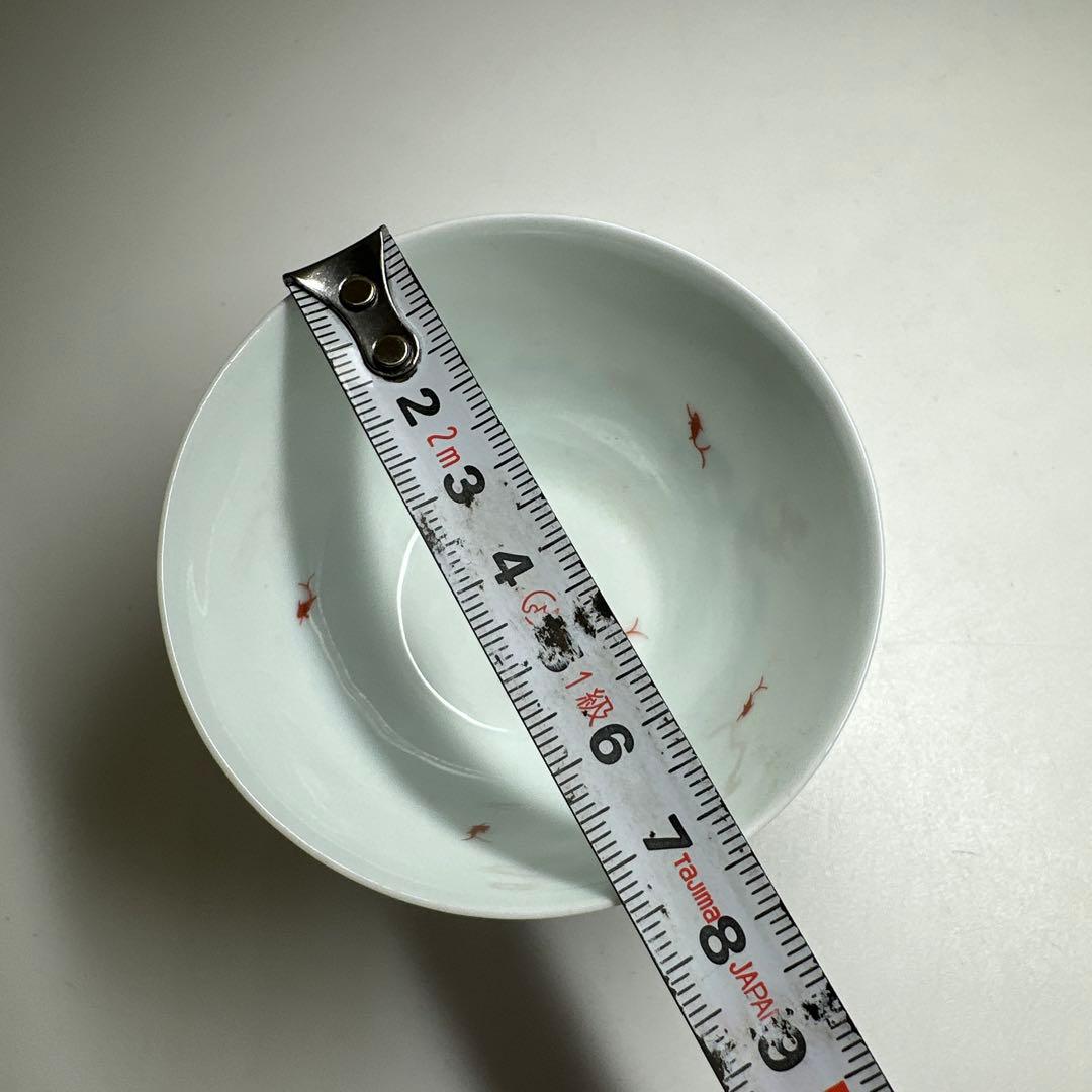 中国古玩　慶宣堂製豆彩金魚文盃　口径7.4㎝ 東Y7-0414②