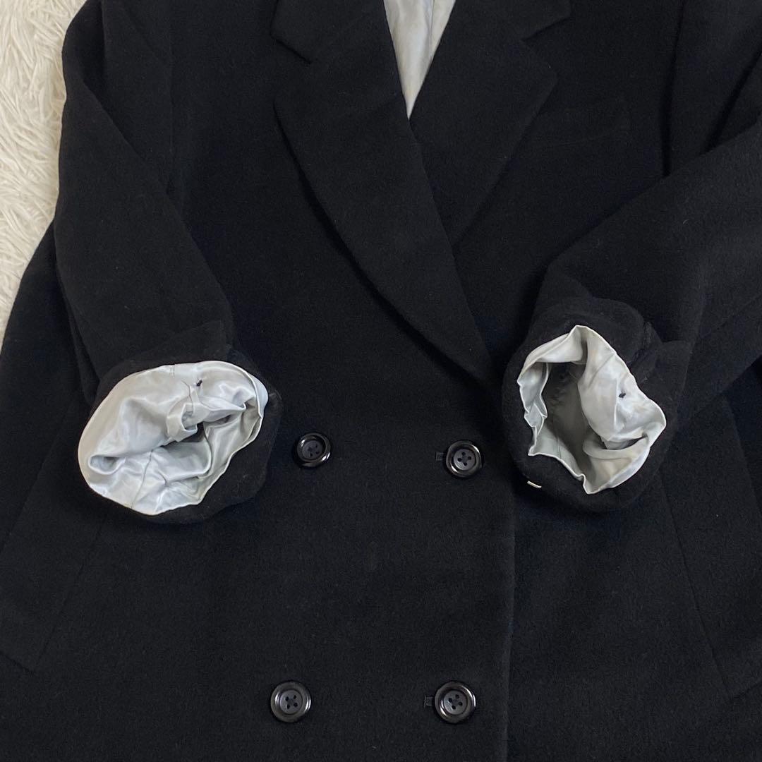 バーバリーズ ダブルチェスターコート　ロング丈　カシミヤ混　ブラック　M