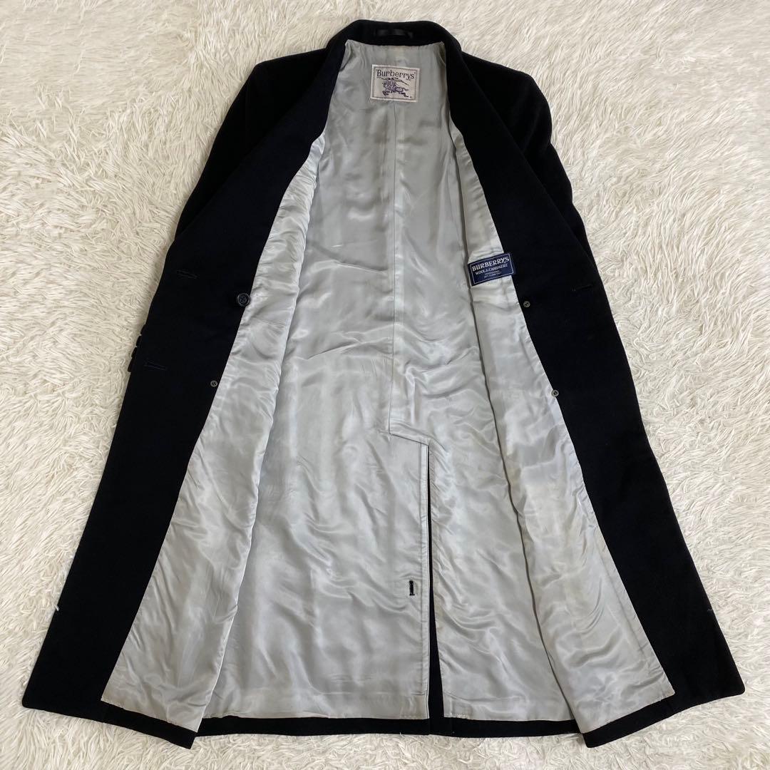 バーバリーズ ダブルチェスターコート　ロング丈　カシミヤ混　ブラック　M