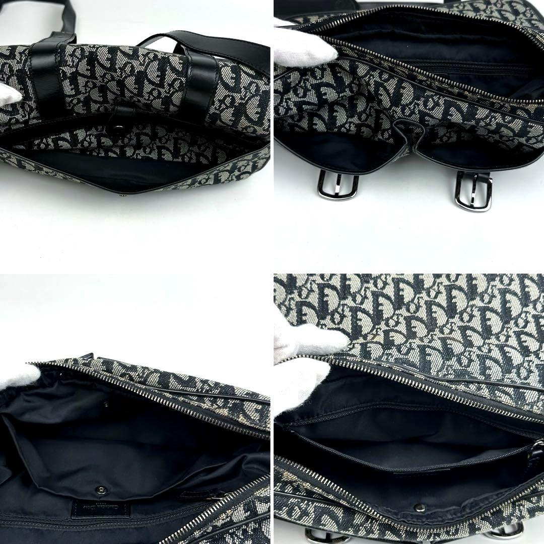 【美品】ディオール　ショルダーバッグ　トロッター　キャンバス　レザー　灰色　黒色