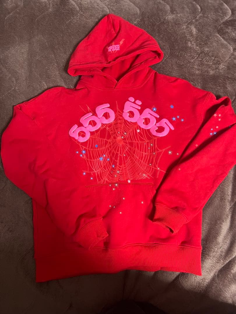 sp5der パーカー　赤