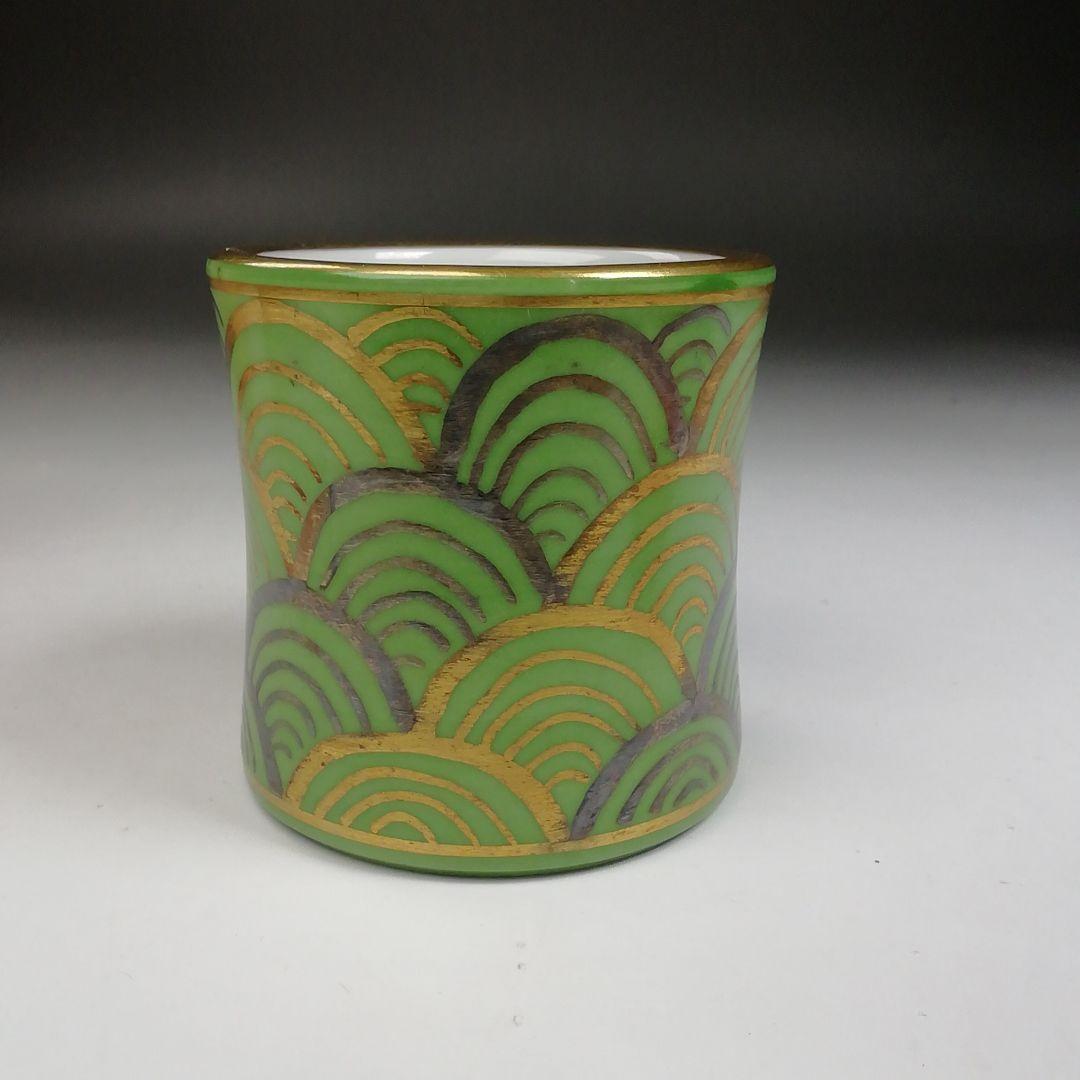 Ｔ９６６　蓋置　『萌黄金銀波』『伊藤利昇 作』　共箱　茶道具