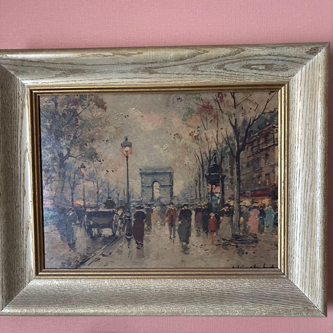 アンティークフランス美しいパリの街並み風景絵画B