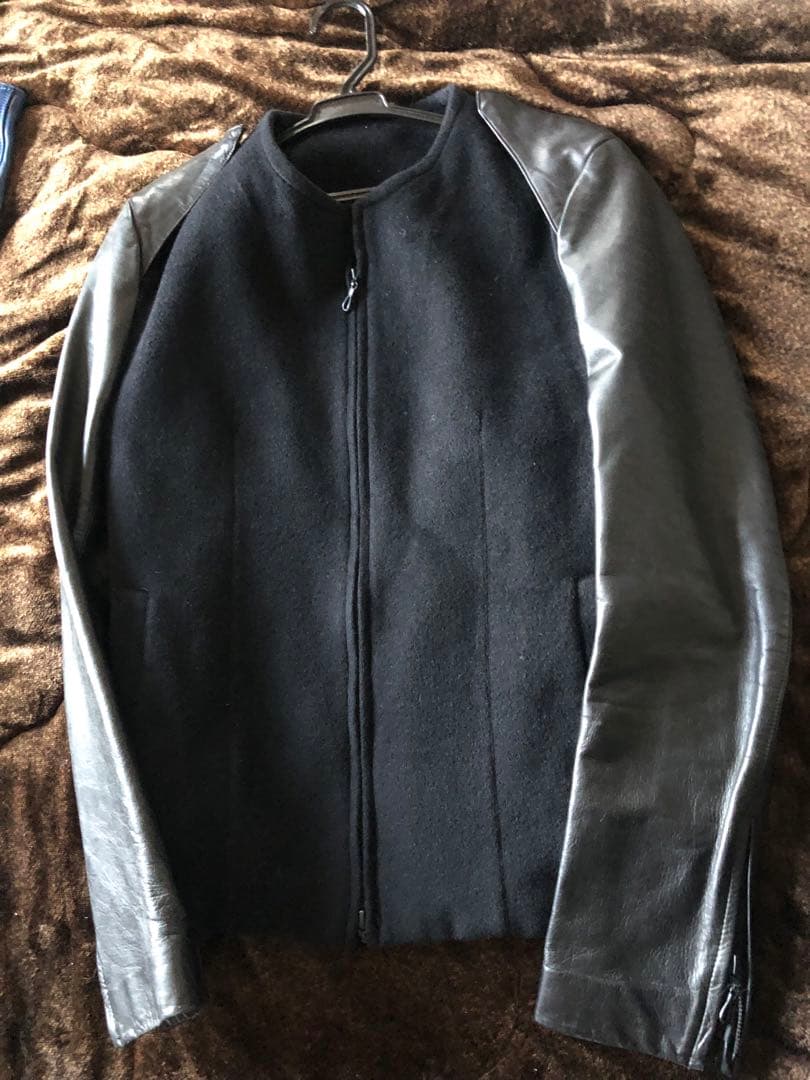 kiryuyrikキリュウキリュウアンゴラ＆レザーライダースジャケット