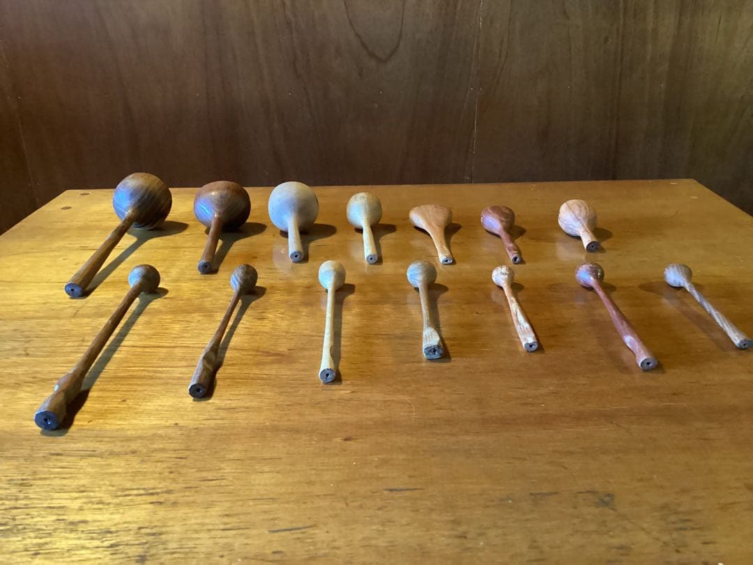 ハンドメイド　ウッドブロック　木柾　木魚　クラベス　7点セット 民族楽器