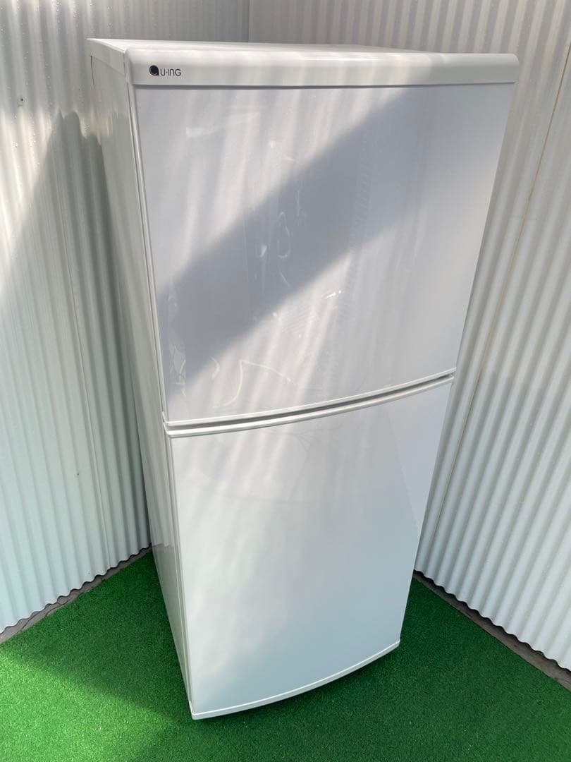 823 ユーイング 140L 2ドア冷蔵庫 ホワイト ファン式 自動霜取り 単身