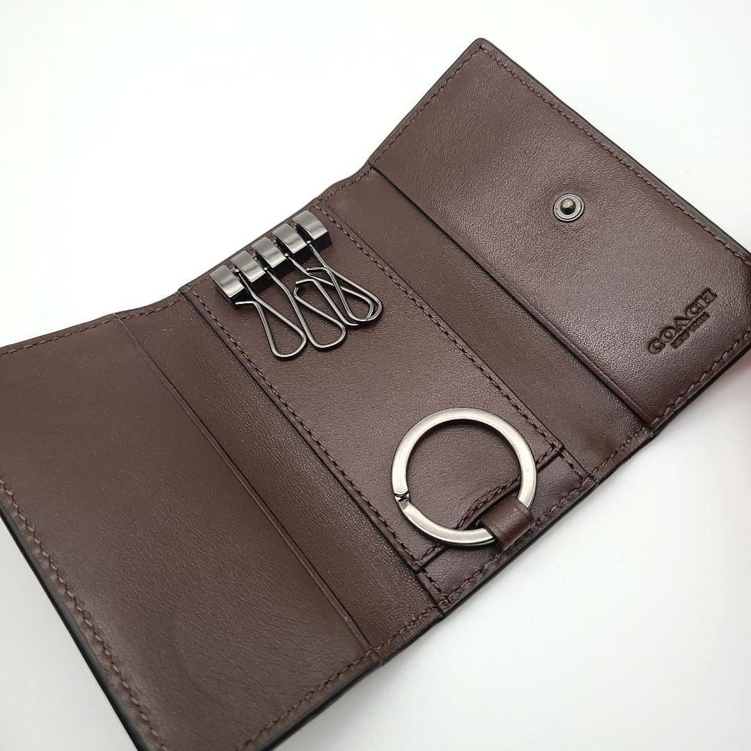 COACH キーケース 新品 ブラウン シグネチャー新作 レザー メンズ