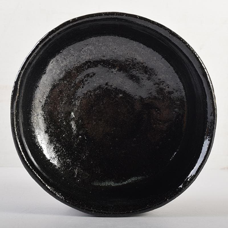 茶道具　桃山時代　瀬戸六作新兵衛造　黒織部　茶碗　銘霜松　極め箱　V　R8818