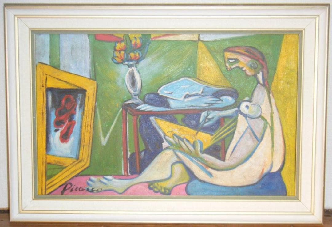 【模写】絵画　パブロ・ピカソ　油彩10号　人物画　巨匠　Q98