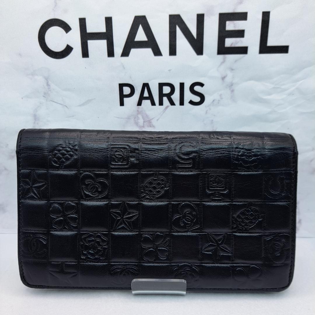 CHANEL　アイコンライン　ブラック　二つ折り財布　財布　長財布