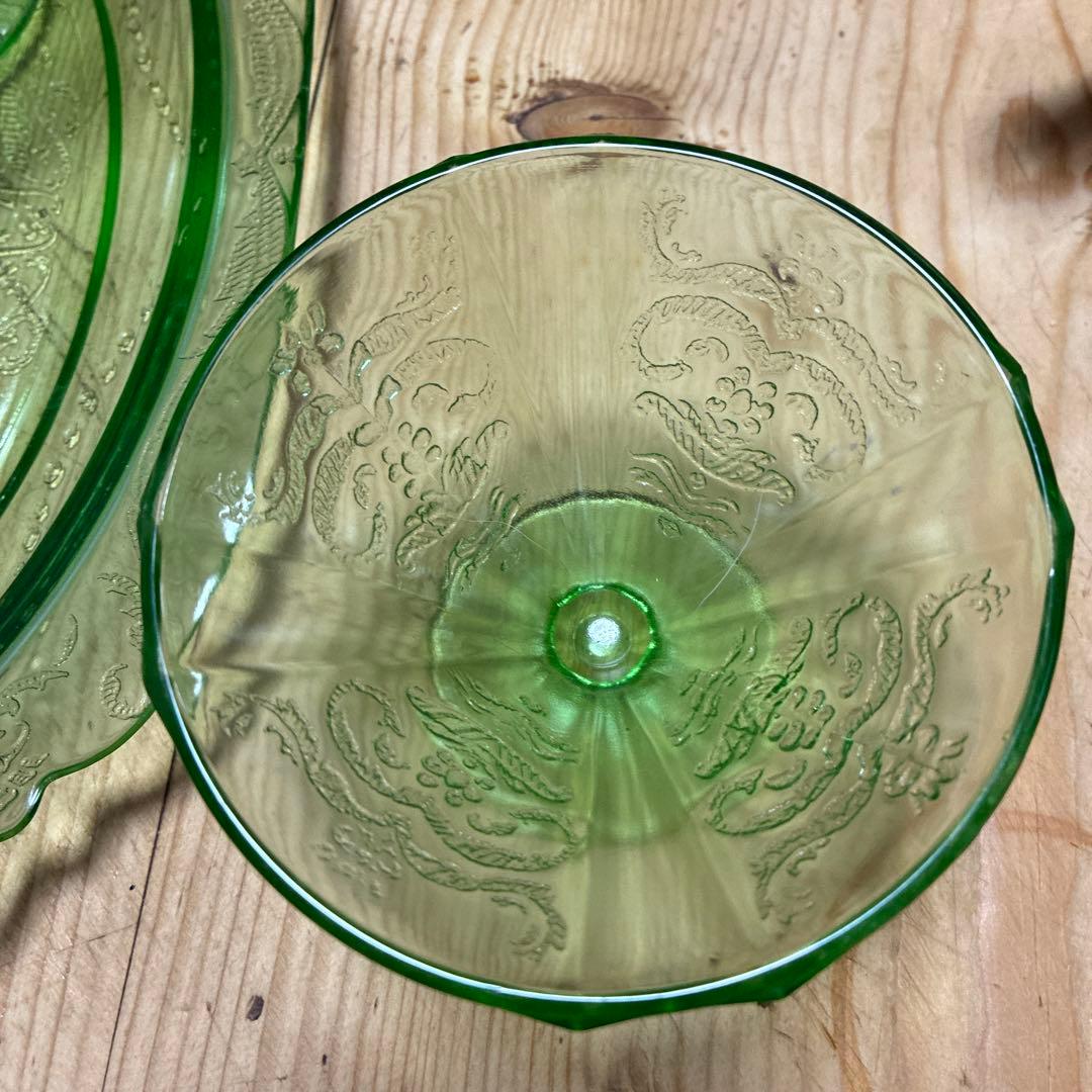 レア　ウランガラス　フェデラルマドリッド　シャーベットペア　大型オーバルトレイ