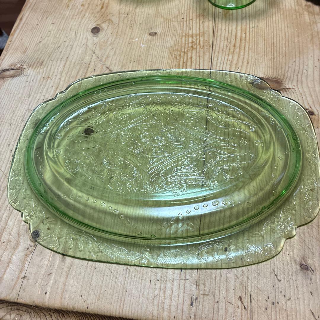 レア　ウランガラス　フェデラルマドリッド　シャーベットペア　大型オーバルトレイ