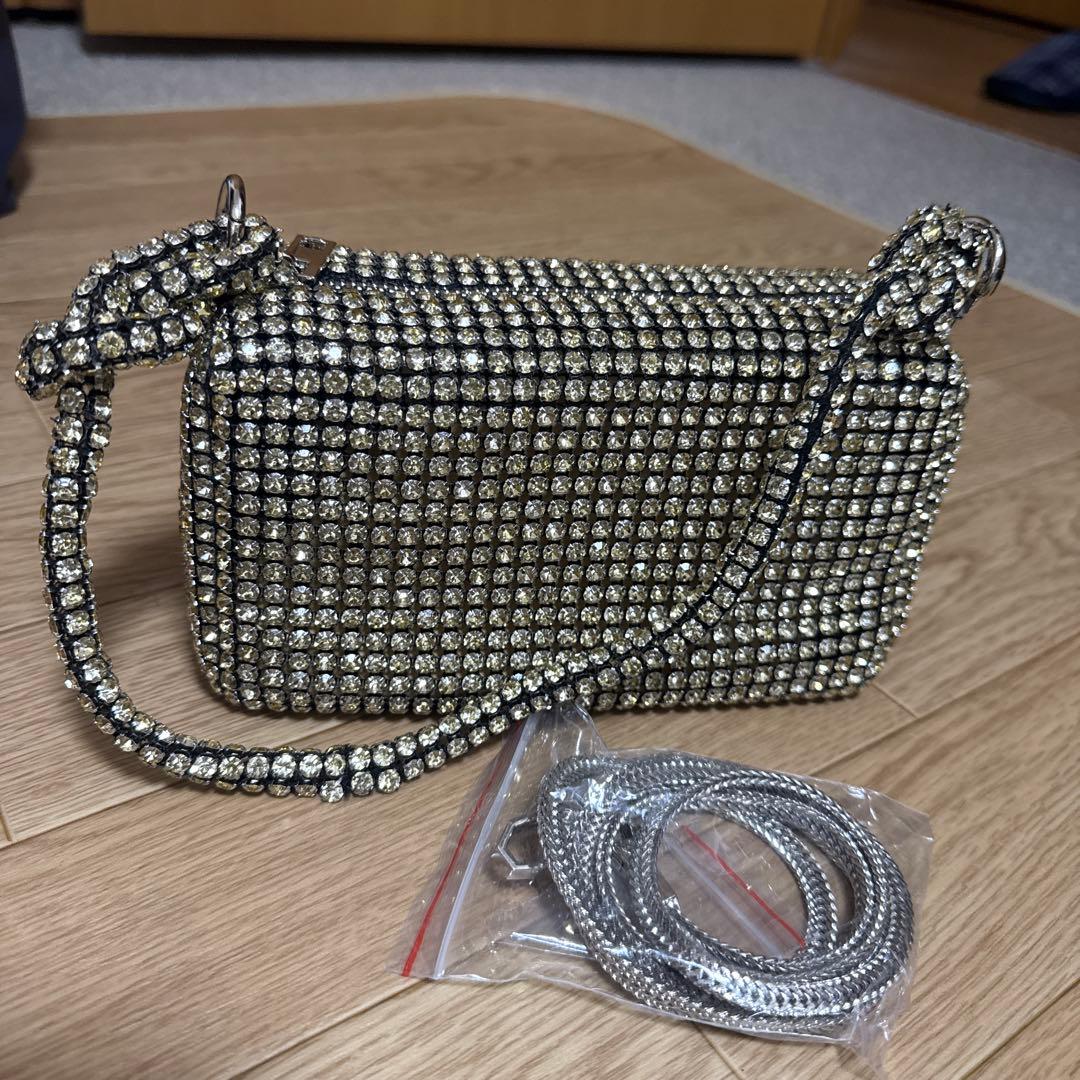ゴールド ストーン装飾 パーティーバッグ