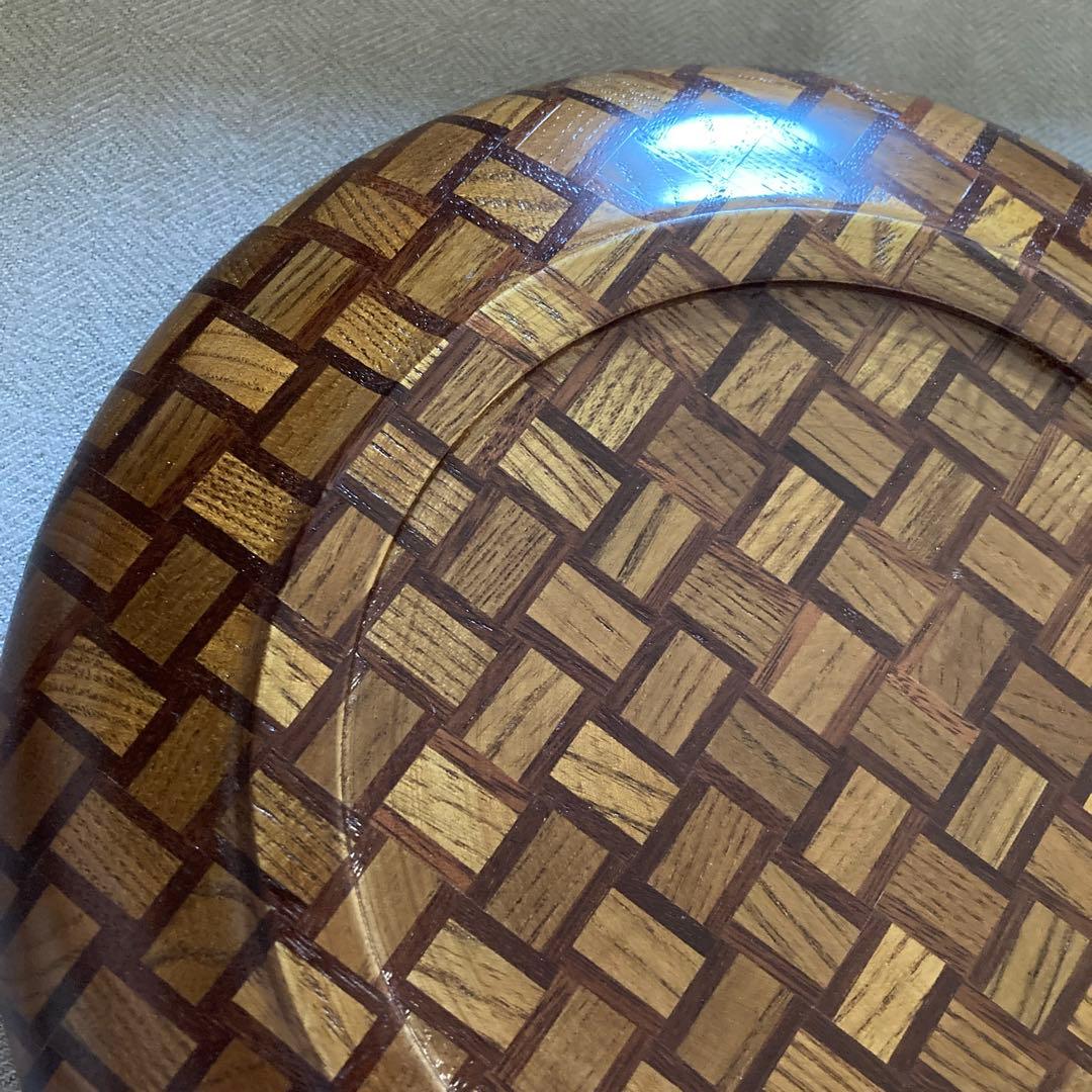 寄木細工　丸盆　浅皿　菓子器