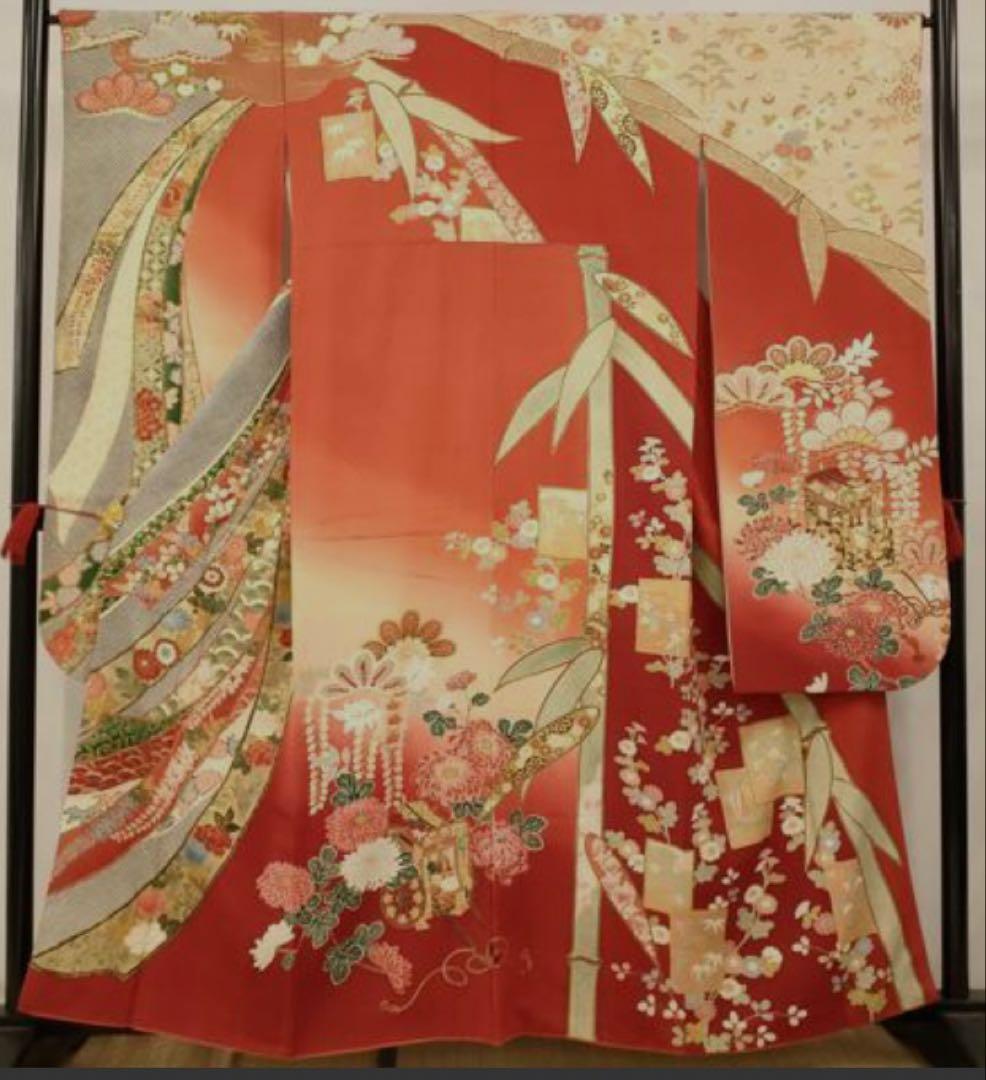 振袖 フルセット6点サイズS〜M 手描き　御所車枝花文　暈し染め　金銀彩　正絹