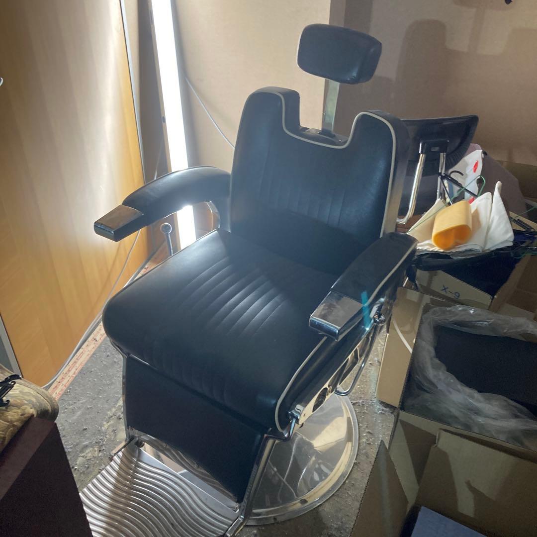 12/15迄限定 バーバーチェア理容室用ストライプデザインチェア