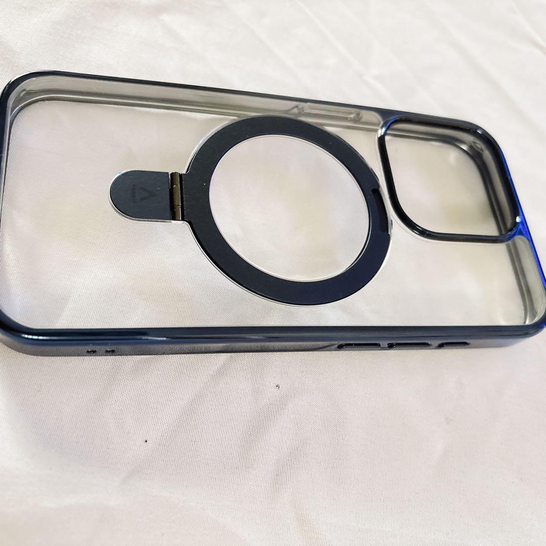 iPhone 15 Pro ケース リング付き 角度調整 マグネット 黒色