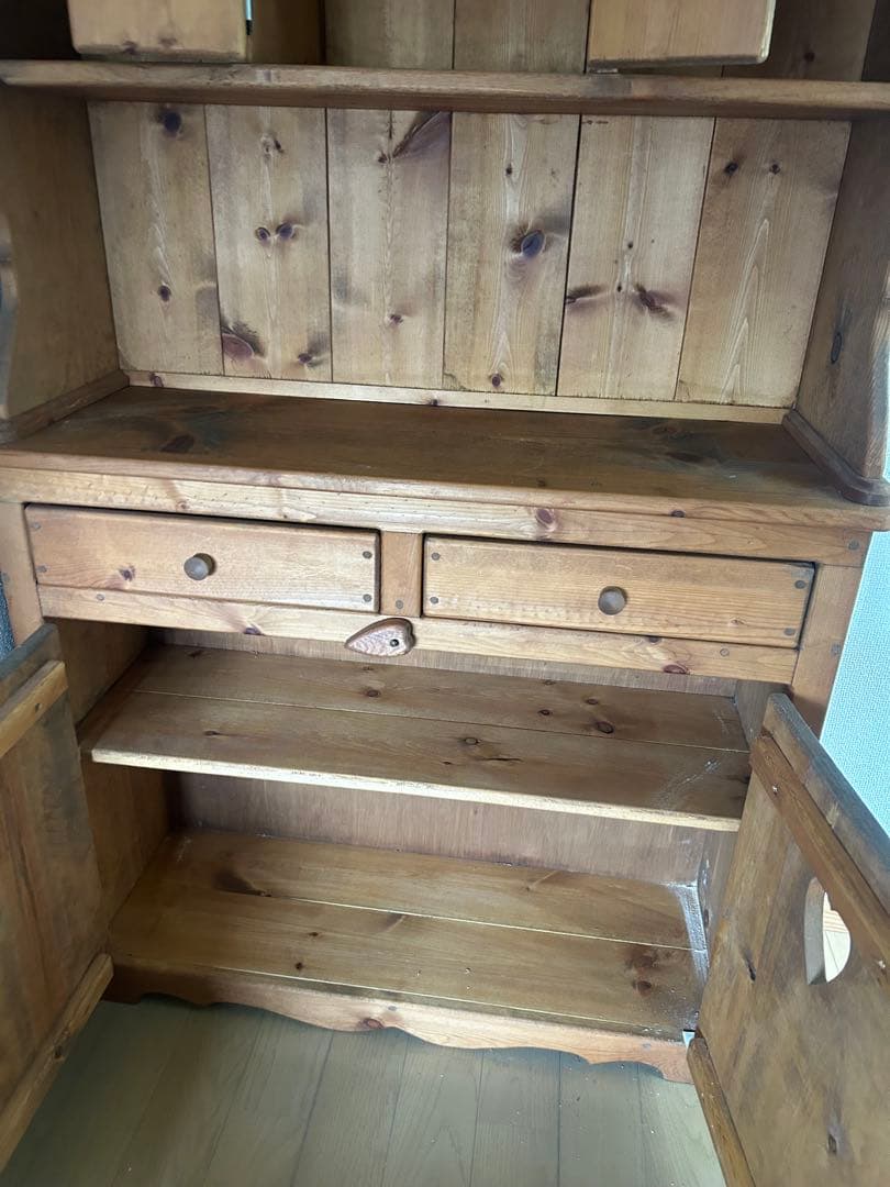 オーダーメイドカップボード木製ハート型取っ手付き収納棚【今月中】