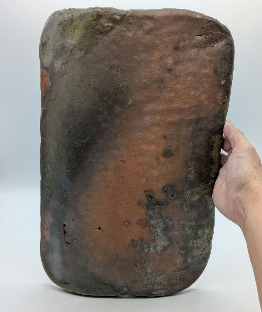 武用真 備前焼 木目四方皿 叩き皿 四方平鉢 食器 大皿 隅切角皿 盛り皿 和食