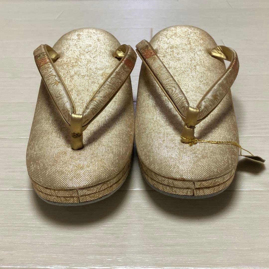 《未使用》キンワシ　草履バッグセット　ゴールド　23.5