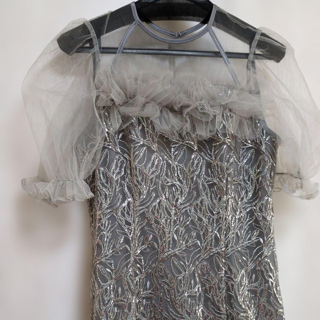 レジャ Leja チュールフラワースパンコールワンピースドレス　S　結婚式　二次