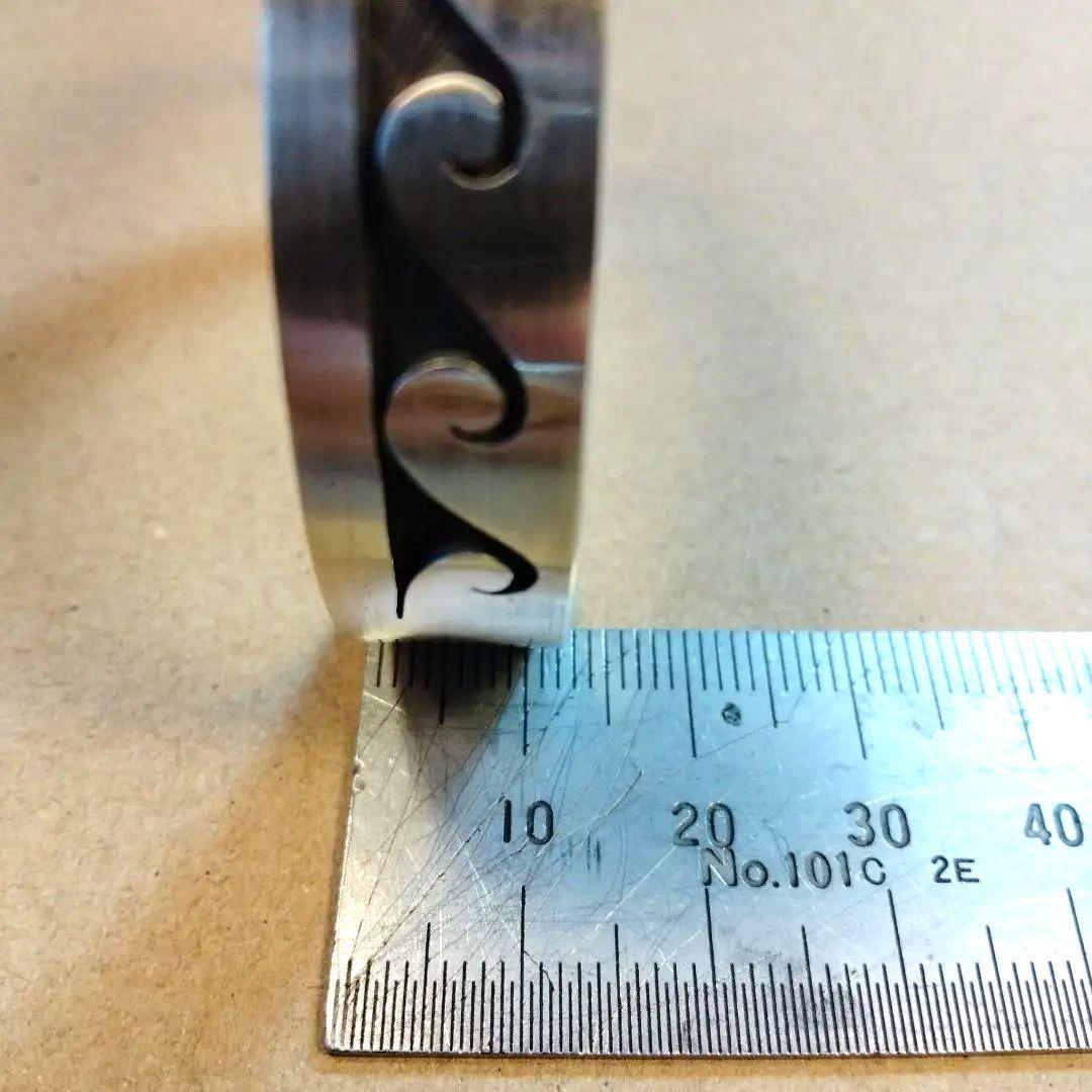 美品 ヴィンテージ ホピ族 オーバーレイ 波モチーフ シルバーカフバングル