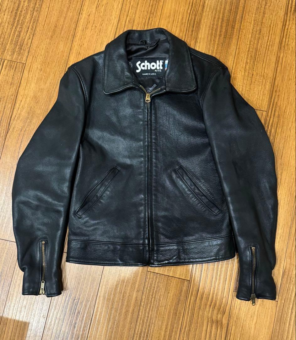 Schott ブラック レザージャケット シングルライダース