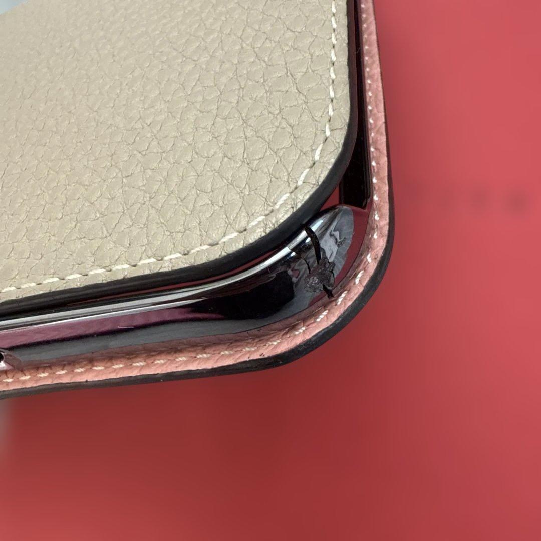 BONAVENTURA グレージュ×コーラル 手帳型ケース ボナベンチュラ