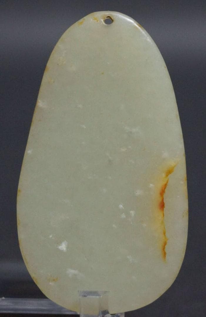 古代 和田玉(ホータン) 細工彫り『観音菩薩像』玉佩根付 緒締玉 提げ物 装飾品